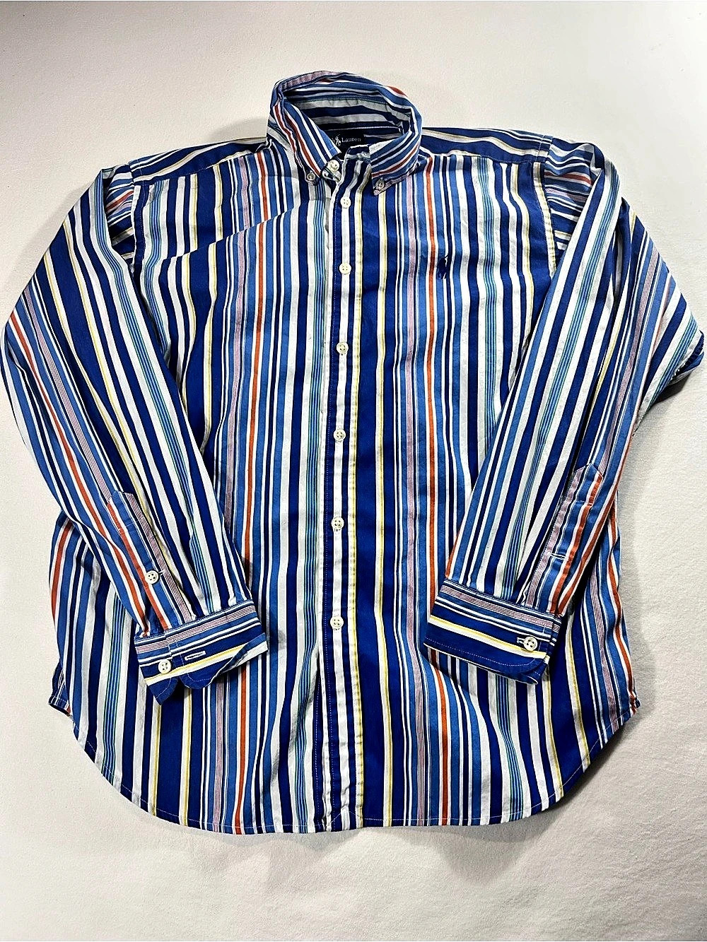 Ralph Lauren Striped Cotton Button Down Size Large Like New